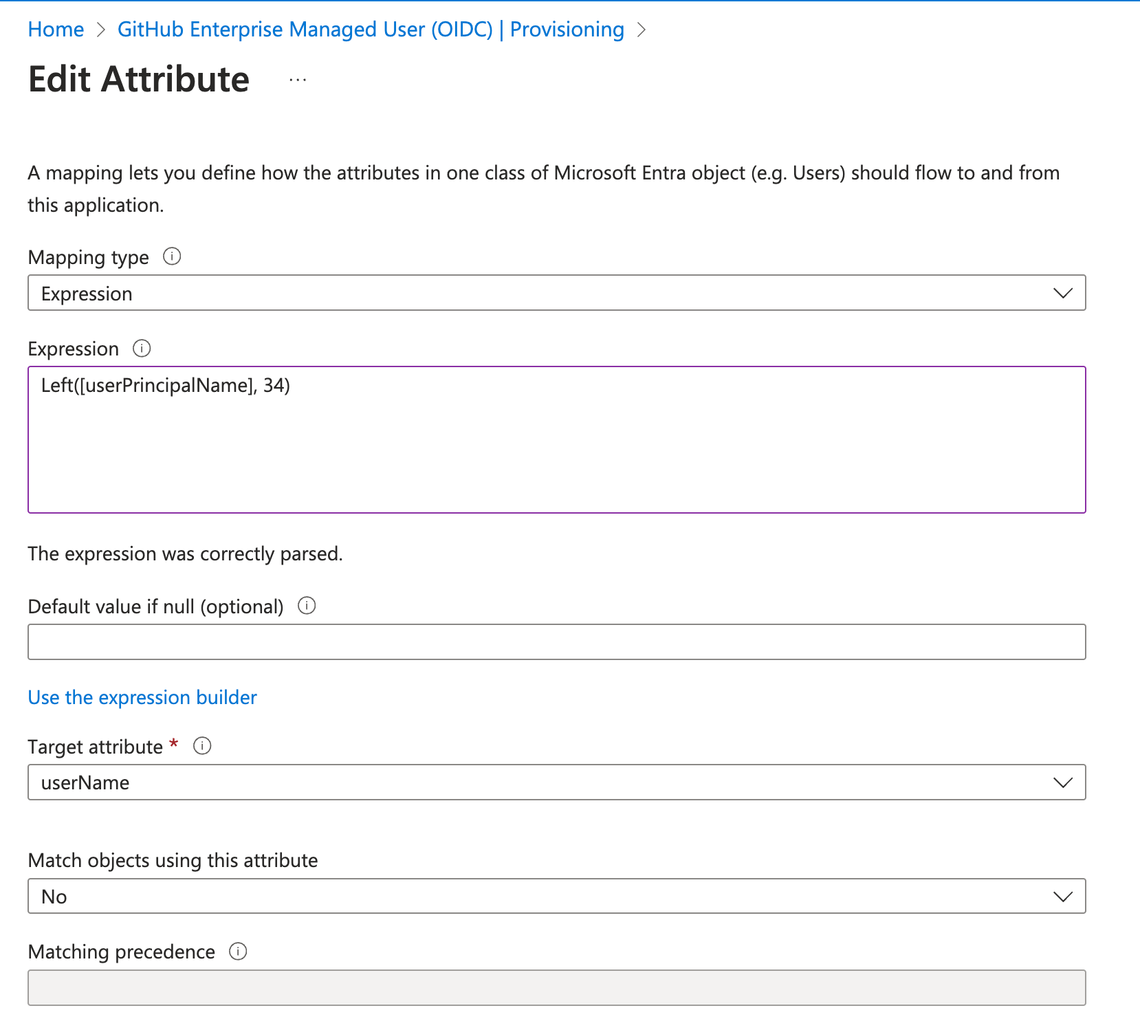 custom userName mapping with Left() expression